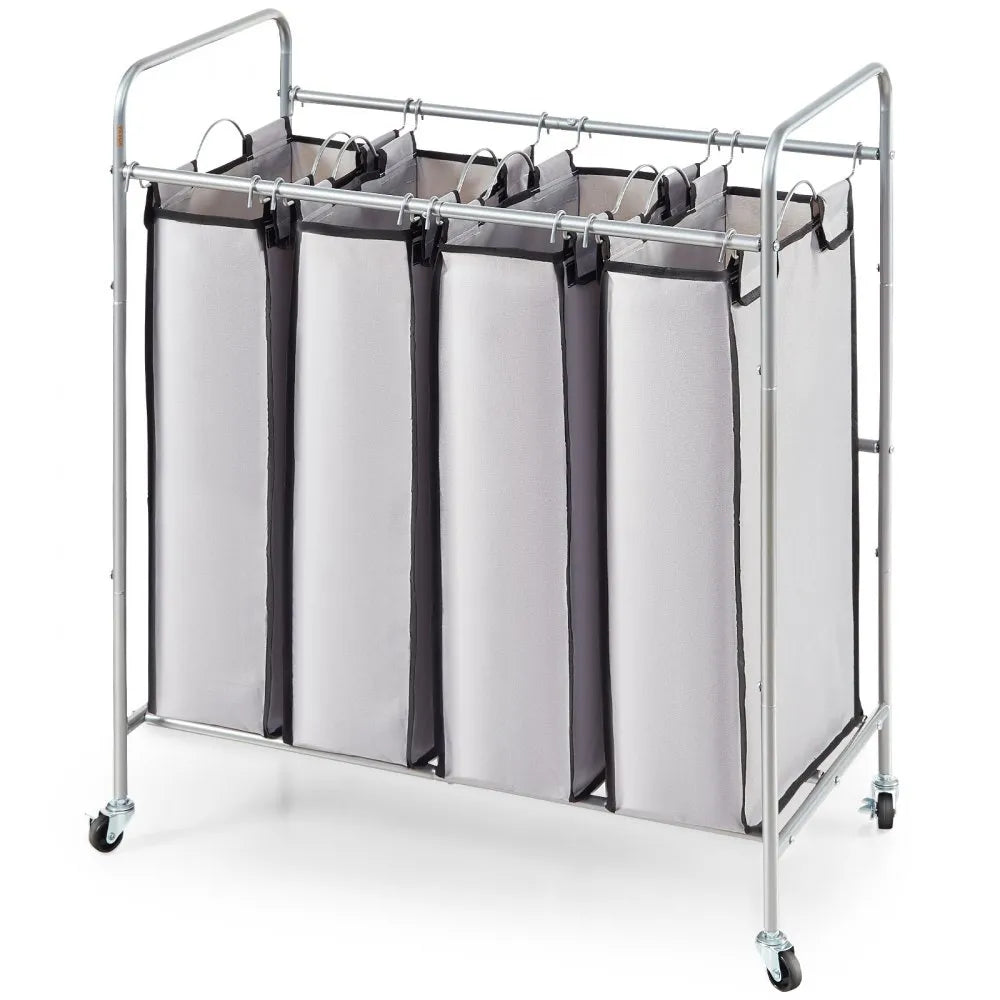 FW-7665 - 4-Bag Laundry Sorter Cart with Heavy-Duty Wheels