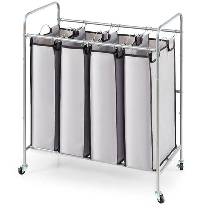 FW-7665 - 4-Bag Laundry Sorter Cart with Heavy-Duty Wheels