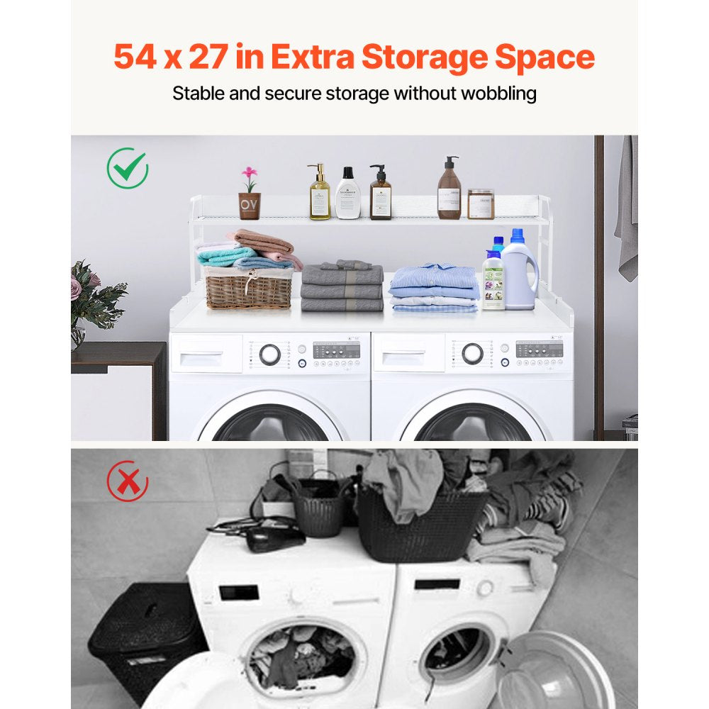 C240331S-03 - 54" x 27" Durable Washer Dryer Countertop with Hooks