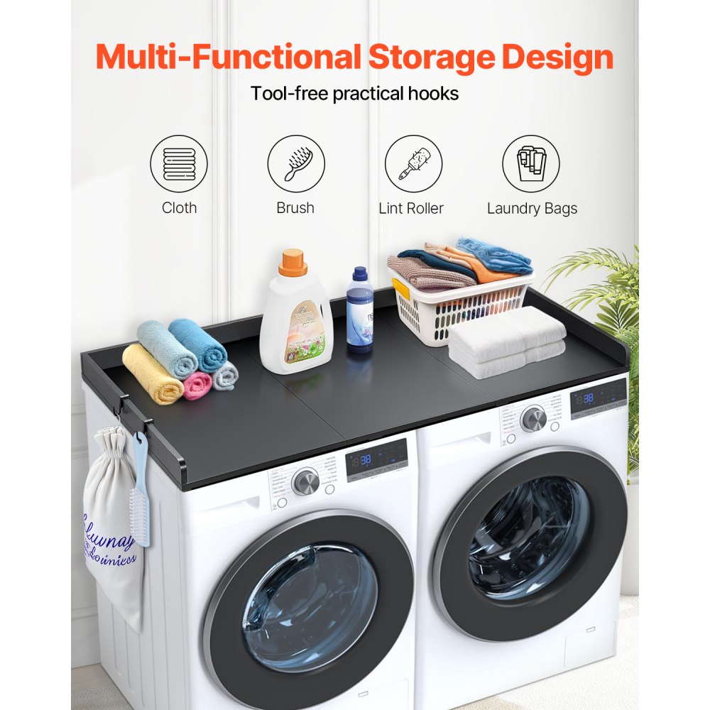 C240330S-01 - 54" Durable Washer Dryer Countertop with Hooks and Water Resistance