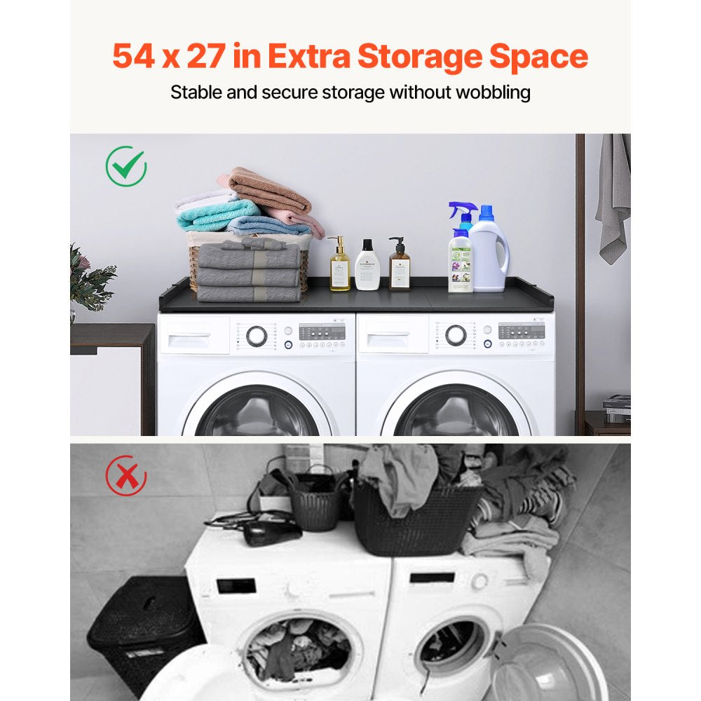 C240330S-01 - 54" Durable Washer Dryer Countertop with Hooks and Water Resistance