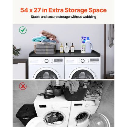C240330S-01 - 54" Durable Washer Dryer Countertop with Hooks and Water Resistance
