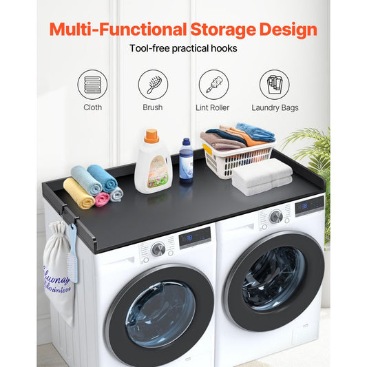 C240329S-01 - Durable 54" Washer Dryer Countertop with Hooks and Heat Resistance