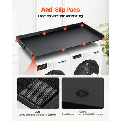 C240329S-01 - Durable 54" Washer Dryer Countertop with Hooks and Heat Resistance