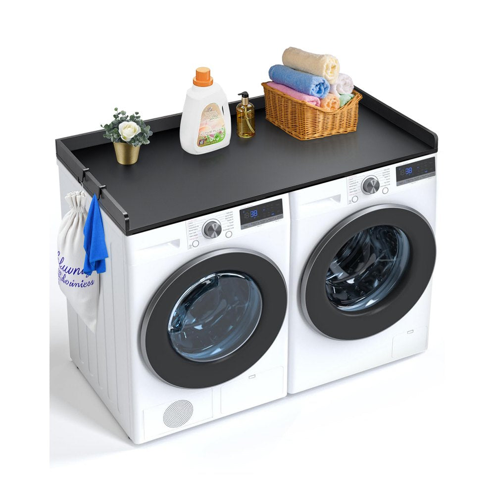 C240329S-01 - Durable 54" Washer Dryer Countertop with Hooks and Heat Resistance
