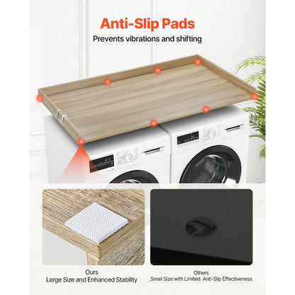 C240329S-02 - 54” Solid Wood Laundry Countertop with Hooks