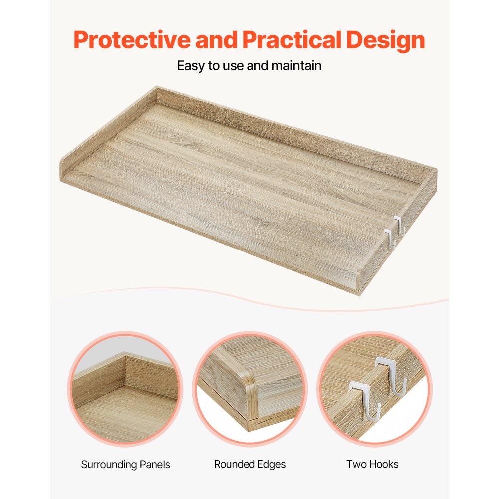 C240329S-02 - 54” Solid Wood Laundry Countertop with Hooks