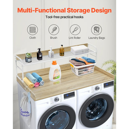 C240331S-02 - 54" Durable Washer Dryer Countertop with Hooks