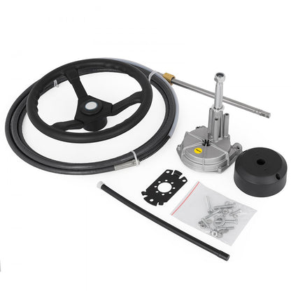 010304421122 - Durable Rotary Boat Steering Kit with 13.5" Wheel & 12ft Cable