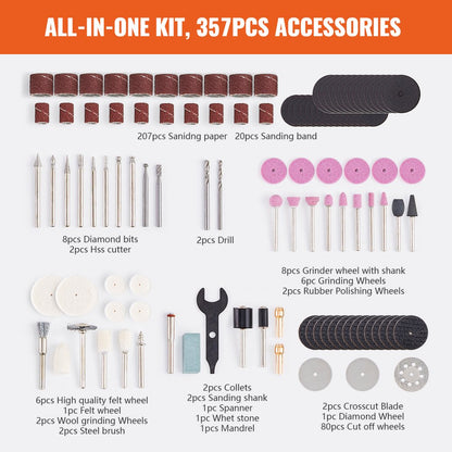 DCA3571 - 357PCS Rotary Tool Accessory Kit for DIY Projects