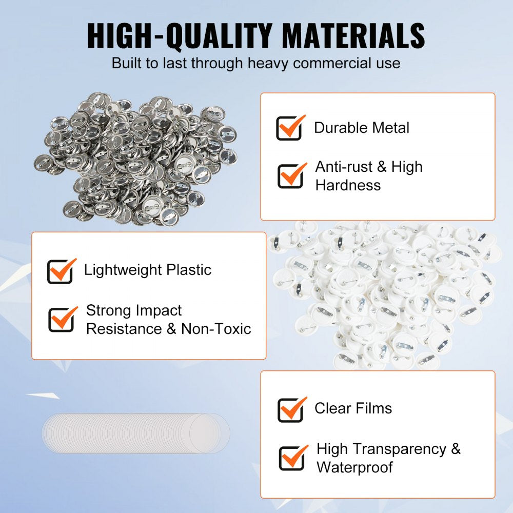 D25-250S+250J - 500 Durable Button Badge Parts Set for Crafting