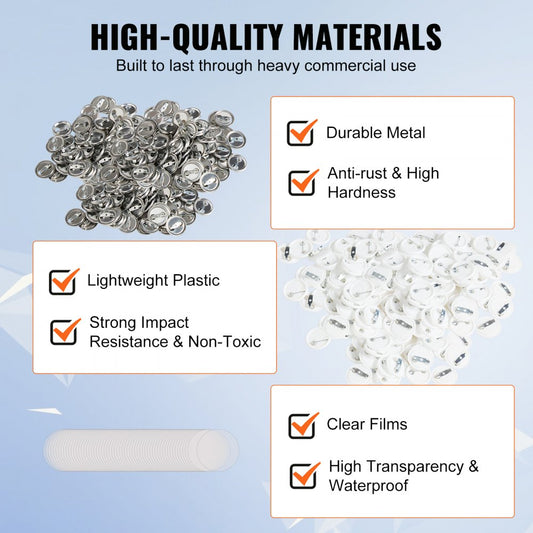D25-250S+250J - 500 Durable Button Badge Parts Set for Crafting