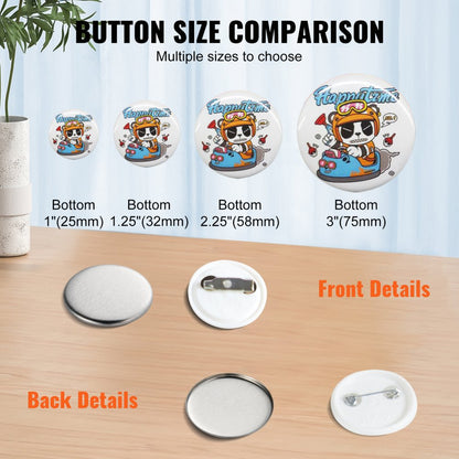 D25-250S+250J - 500 Durable Button Badge Parts Set for Crafting