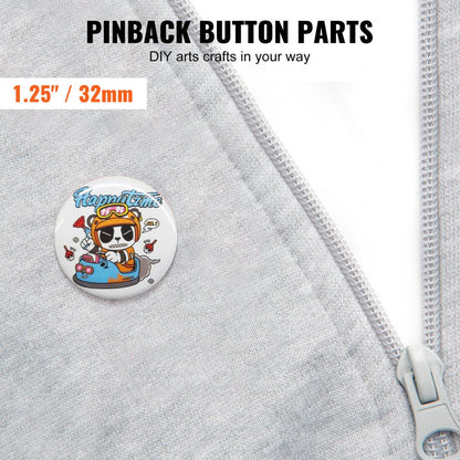 D32-250S+250J - 500 Sets of 1.25" Durable Pin Back Button Parts