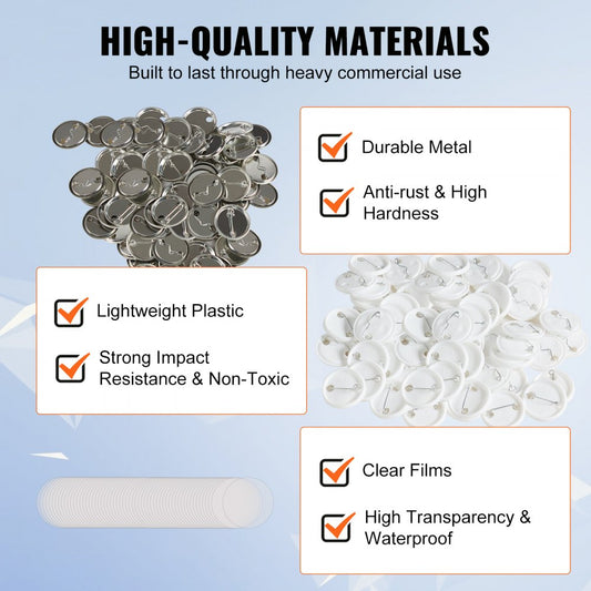 D32-250S+250J - 500 Sets of 1.25" Durable Pin Back Button Parts