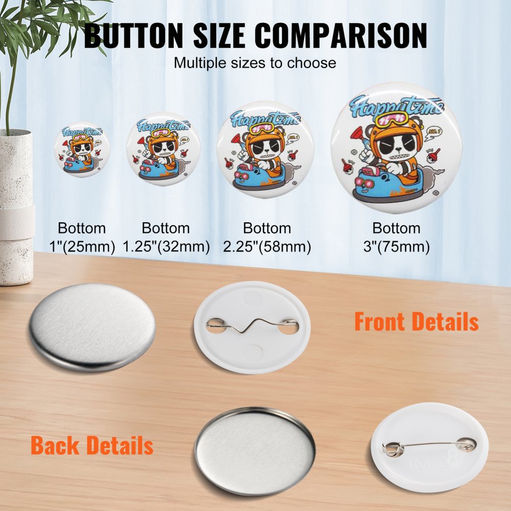 D32-250S+250J - 500 Sets of 1.25" Durable Pin Back Button Parts