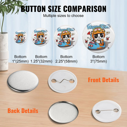 D32-250S+250J - 500 Sets of 1.25" Durable Pin Back Button Parts