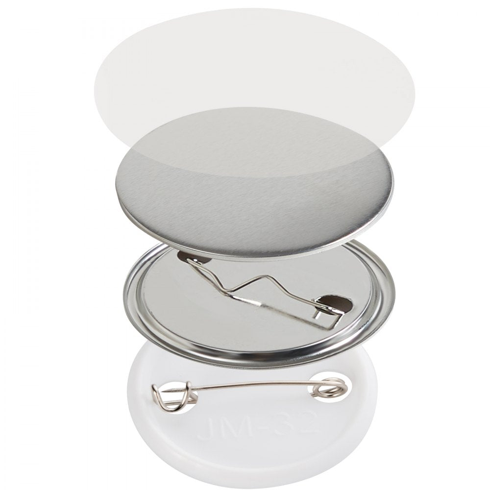 D32-250S+250J - 500 Sets of 1.25" Durable Pin Back Button Parts
