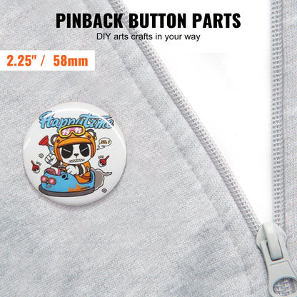 D58-250S+250J - 2.25-Inch Metal & Plastic Button Badge Craft Set (500 pcs)