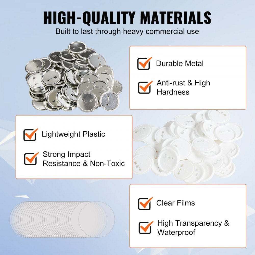 D58-250S+250J - 2.25-Inch Metal & Plastic Button Badge Craft Set (500 pcs)