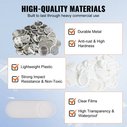 D58-250S+250J - 2.25-Inch Metal & Plastic Button Badge Craft Set (500 pcs)