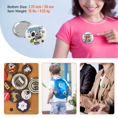 D58-250S+250J - 2.25-Inch Metal & Plastic Button Badge Craft Set (500 pcs)