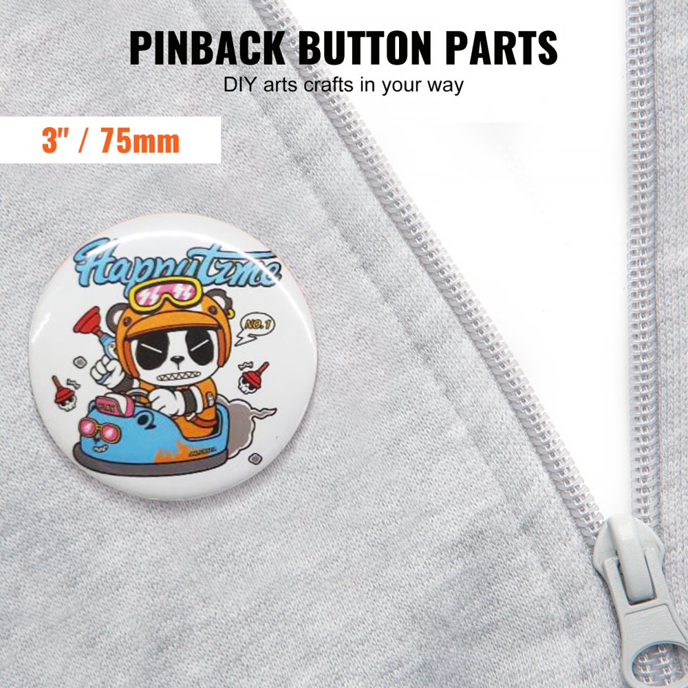 D75-100S+100J - 200 Sets Durable Button Badge Parts for Crafting