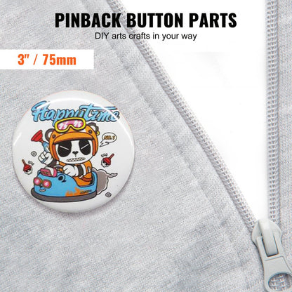 D75-100S+100J - 200 Sets Durable Button Badge Parts for Crafting