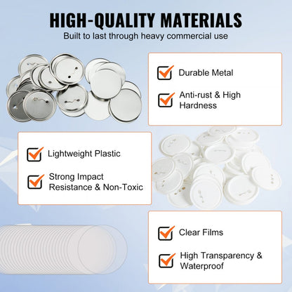 D75-100S+100J - 200 Sets Durable Button Badge Parts for Crafting