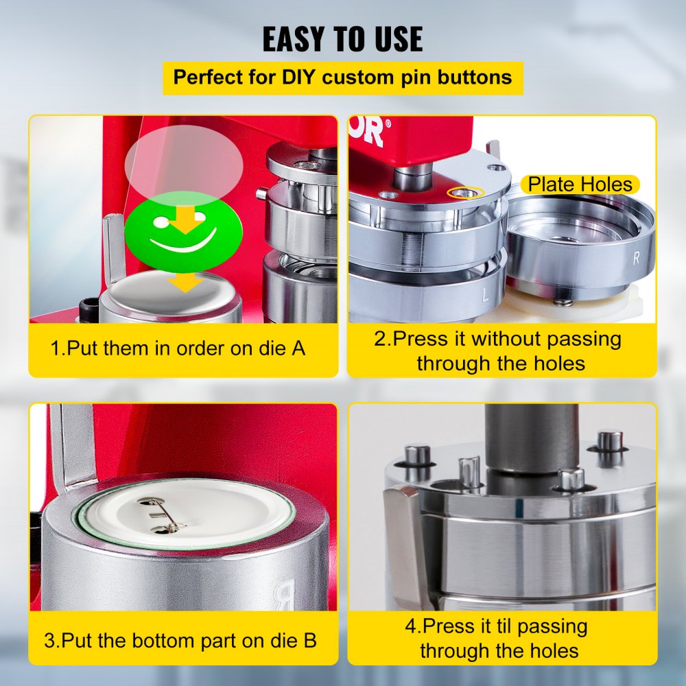010665015933 - 75mm VEVOR Button Maker with 500 Parts & Easy Operation