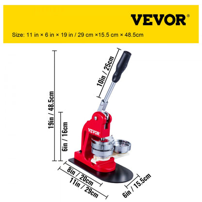 010665015933 - 75mm VEVOR Button Maker with 500 Parts & Easy Operation