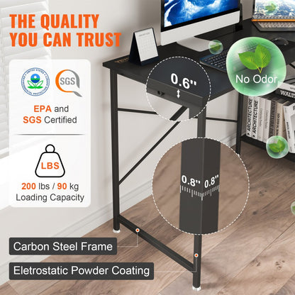 010768246495 - 47" L Shaped Black Desk for Home Office & Gaming