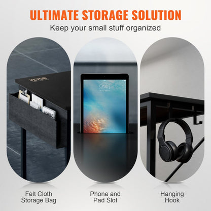 010768246495 - 47" L Shaped Black Desk for Home Office & Gaming