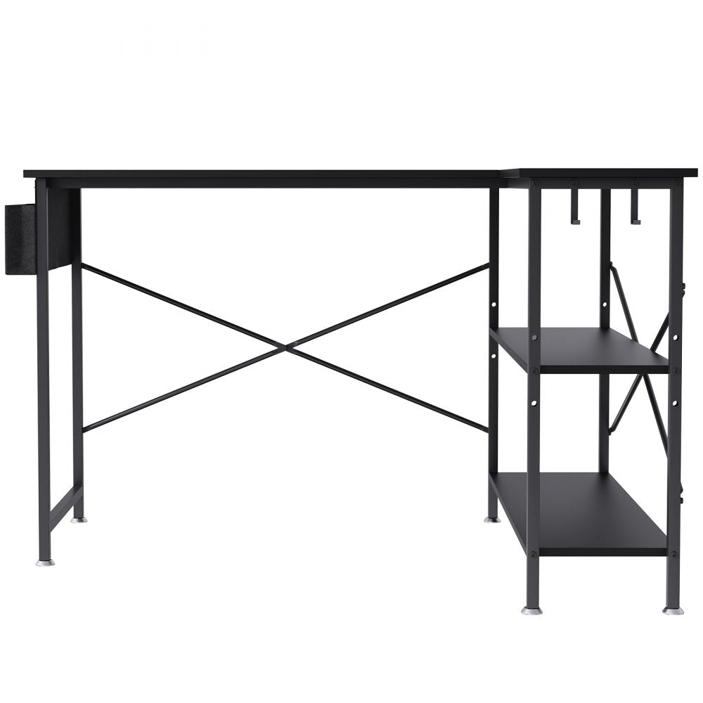 010768246495 - 47" L Shaped Black Desk for Home Office & Gaming