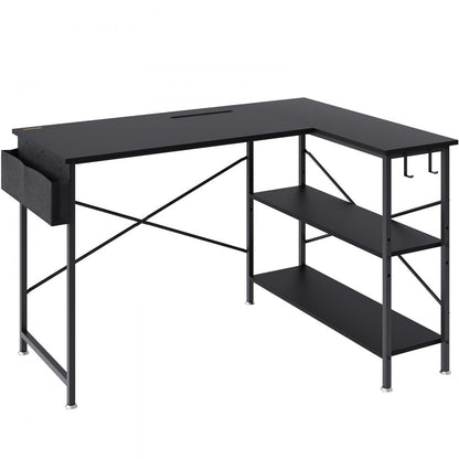 010768246495 - 47" L Shaped Black Desk for Home Office & Gaming