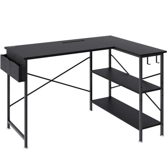 010768246495 - 47" L Shaped Black Desk for Home Office & Gaming