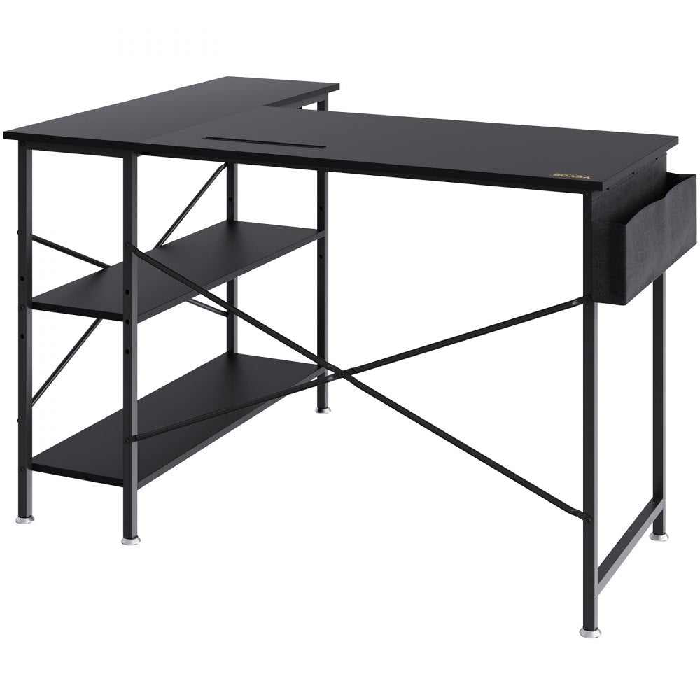 010768246495 - 47" L Shaped Black Desk for Home Office & Gaming