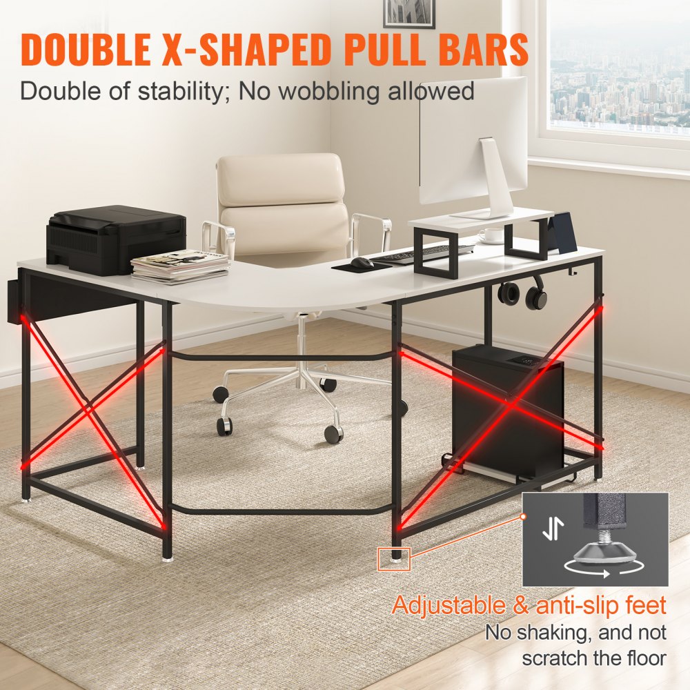 010343861449 - Modern L-Shaped Desk 59" x 47.2" for Efficient Workspace
