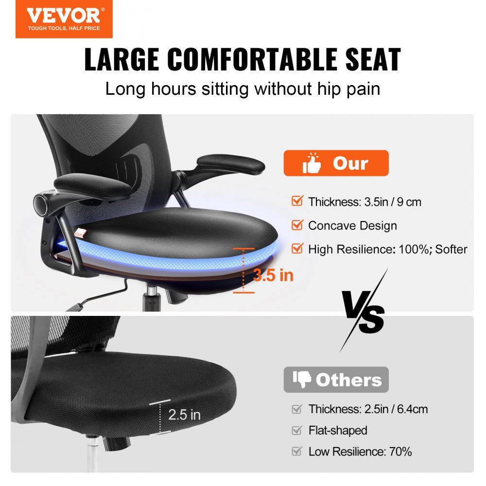 W-227C - Ergonomic Mesh Office Chair with Adjustable Headrest & Lumbar Support