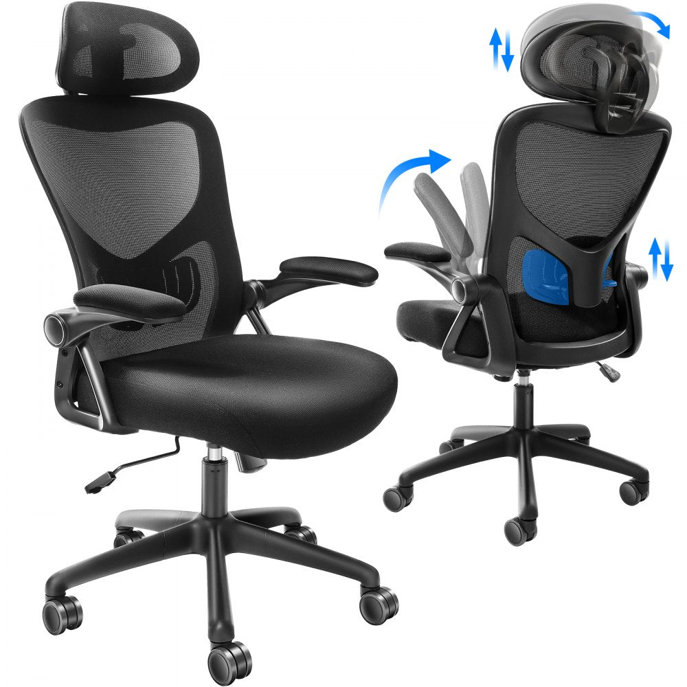 W-227C - Ergonomic Mesh Office Chair with Adjustable Headrest & Lumbar Support