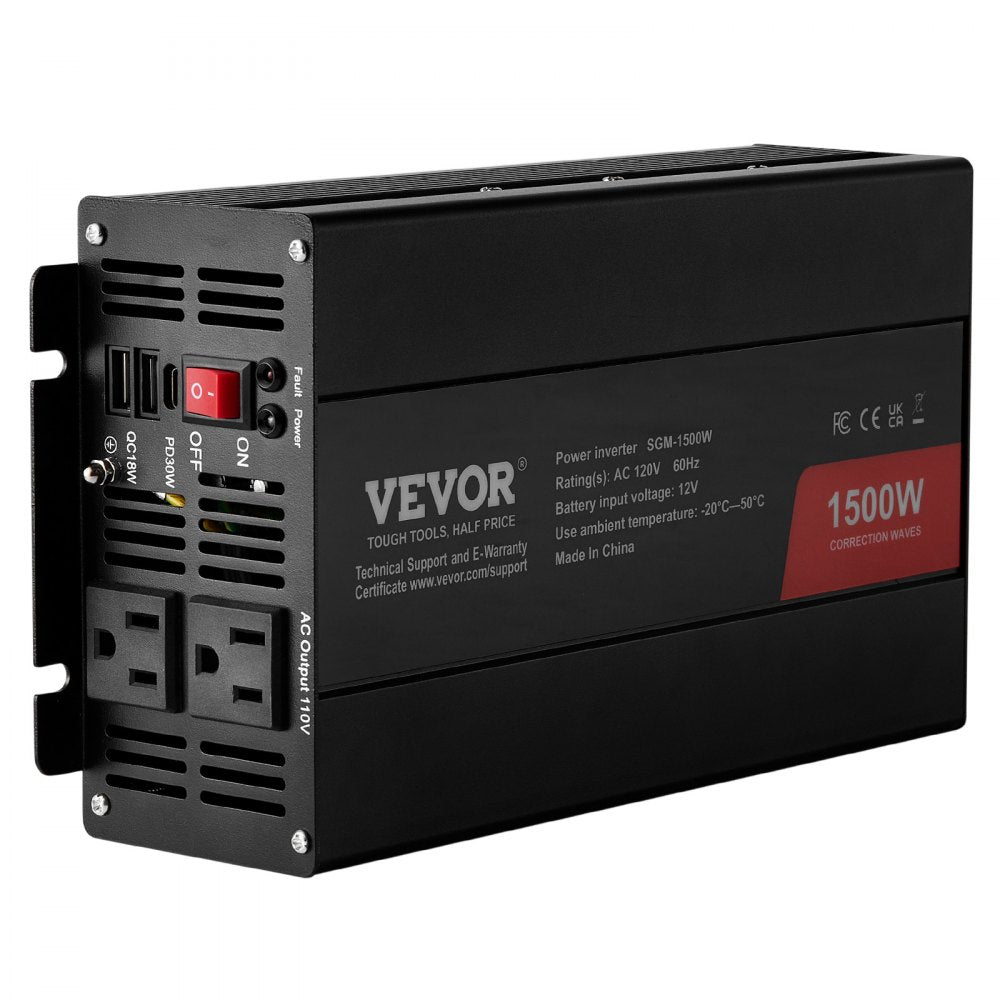 SGM-1500W - 1500W VEVOR Inverter for Home Electronics, DC 12V to AC 120V