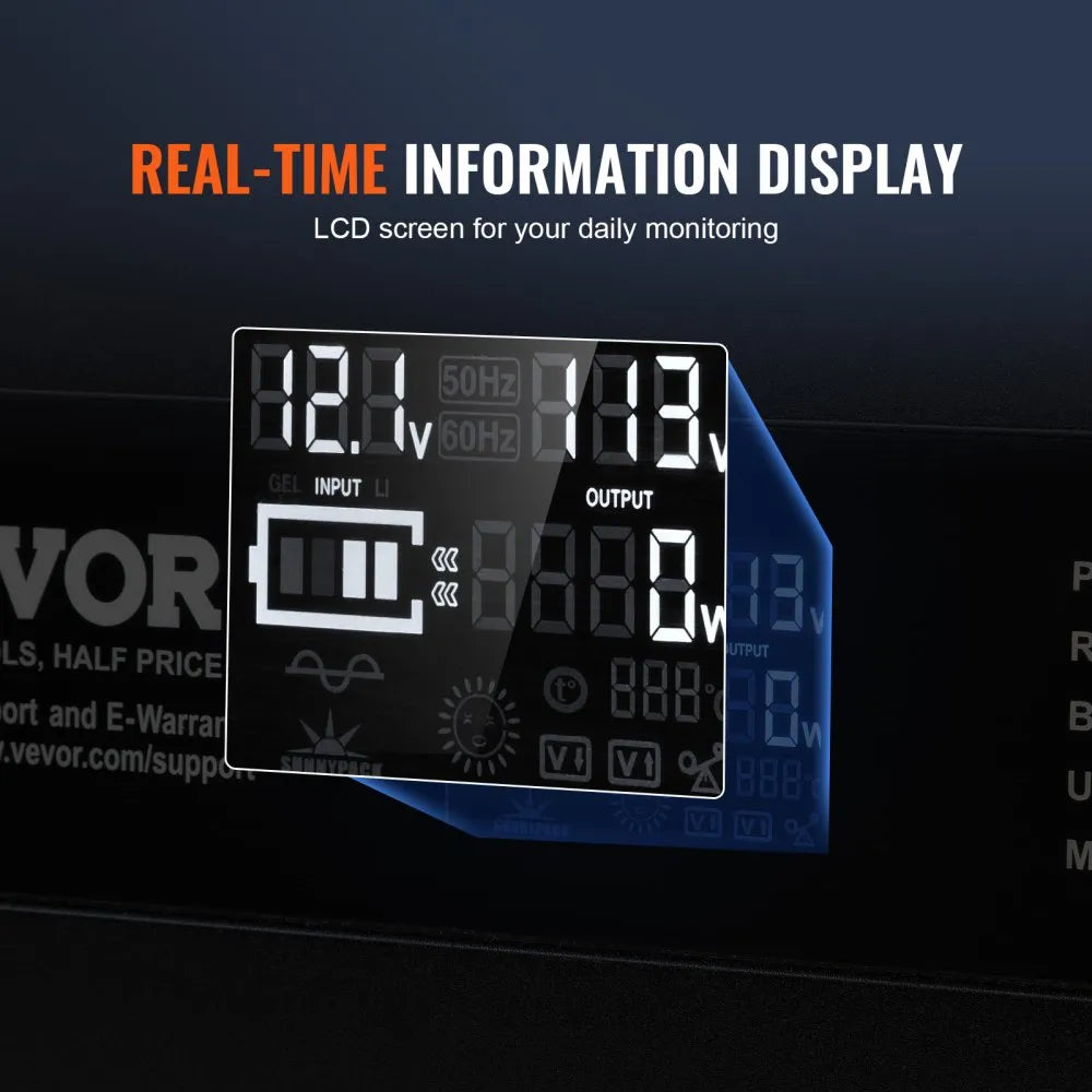 SGM-3000W - Durable 3000W Modified Sine Wave Inverter with LCD Display