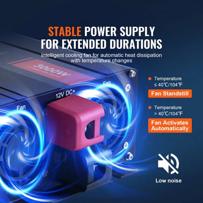 SGM-3000W - Durable 3000W Modified Sine Wave Inverter with LCD Display