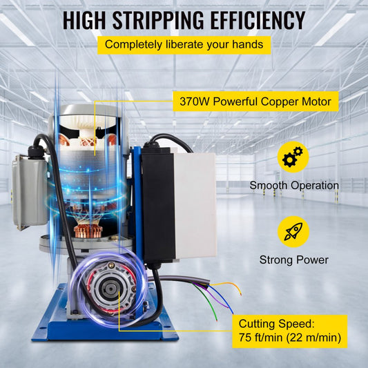 010313499759 - 370W VEVOR Wire Stripping Machine for 18 AWG - 1" OD