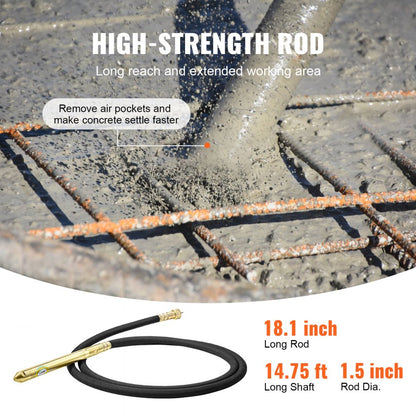 JY150 - 1500W Electric Concrete Vibrator, 16000 VPM for Smooth Finishes