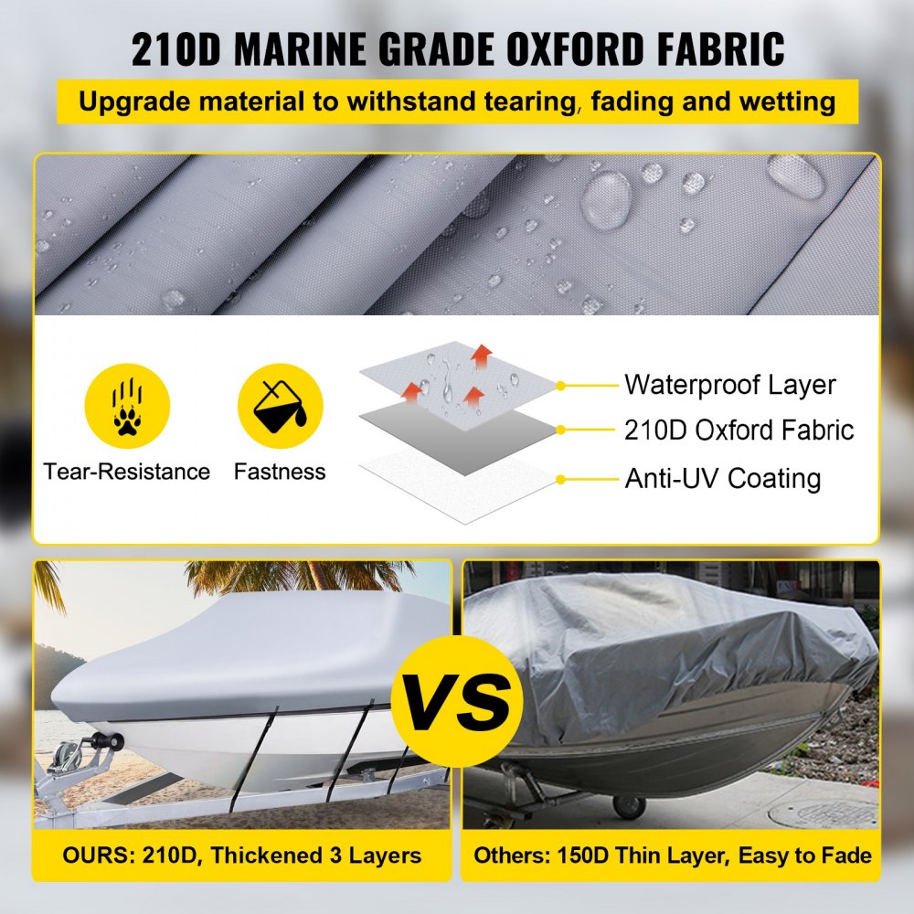 17-19 Boat Cover - Durable Waterproof Marine Cover for 17-19 ft V Hull