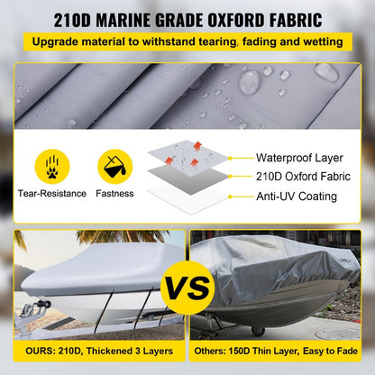 17-19 Boat Cover - Durable Waterproof Marine Cover for 17-19 ft V Hull
