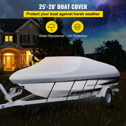 25-28 Boat Cover - Durable Waterproof V Hull Protection System