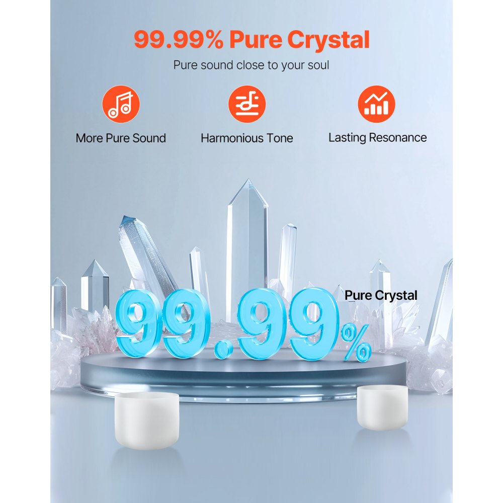 CB-001 - 8-Inch Pure Crystal Singing Bowl for Heart Chakra Healing