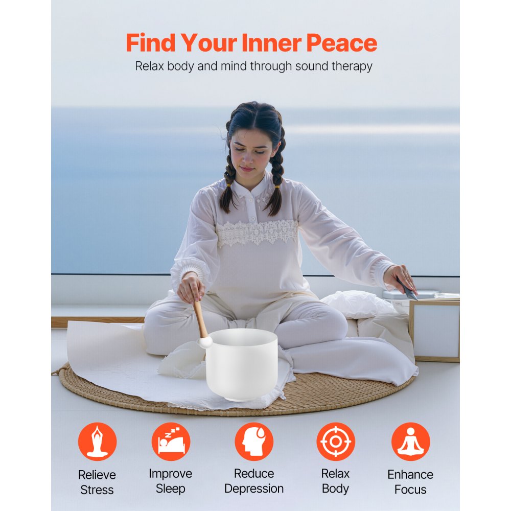 CB-002 - 8-inch Crystal Singing Bowl for Heart Chakra Healing